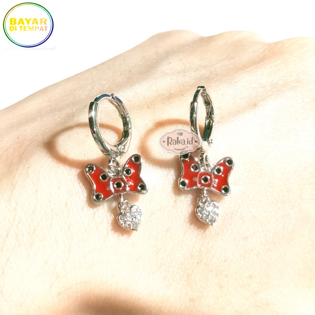 RAKA Acc - Anting Clip / Klip Minnie Mouse Juntai Love Xuping Perhiasan Cantik Wanita Lapis Emas 491