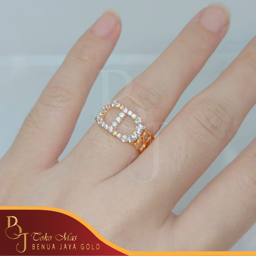 Cincin Emas Fashion Model Herme Mata Putih 8K/375