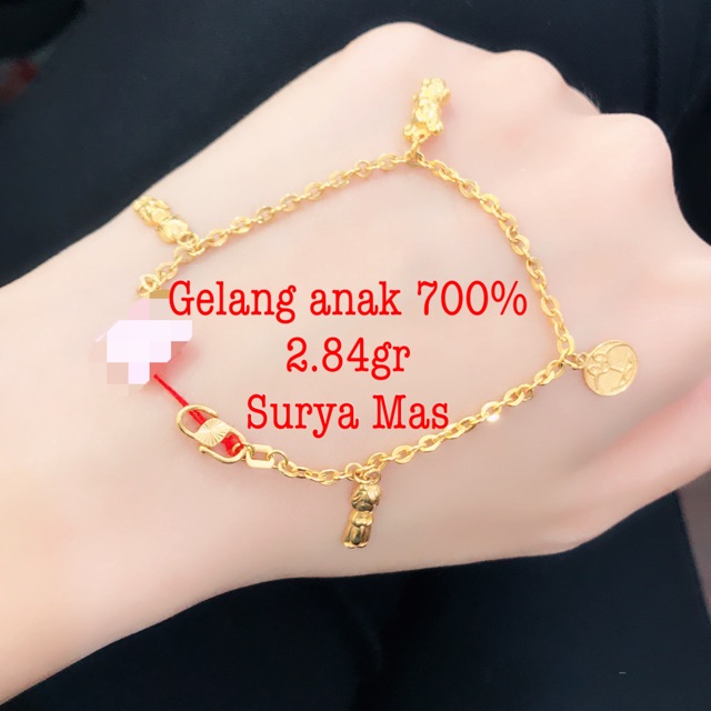 Gelang anak rantai emas 700%