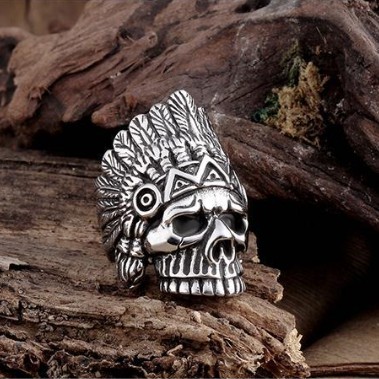 SEUSUK  Perhiasan Cincin Punk Vintage Desain Tengkorak untuk Pria