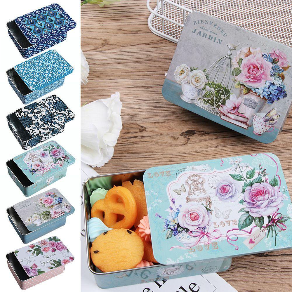 R-flower Push-Pull Box Besi Persegi Panjang Organizer Kosmetik Wadah Perhiasan Kecil Pill Cases