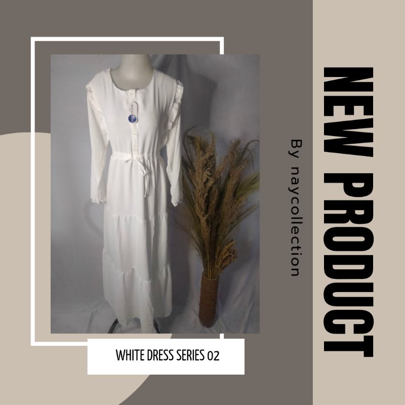 DRESS PUTIH/GAMIS PUTIH/JUBAH PUTIH WANITA PREMIUM MURAH SIMPLE