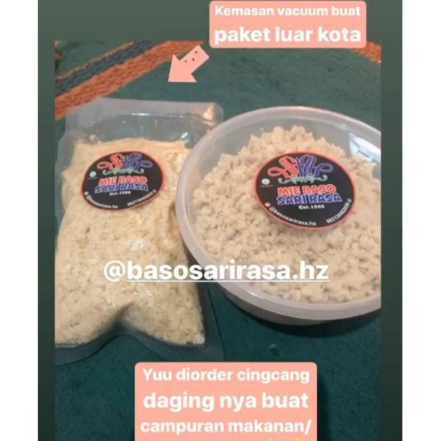

Paket daging cincang (saja) khas SariRasa Tasikmalaya