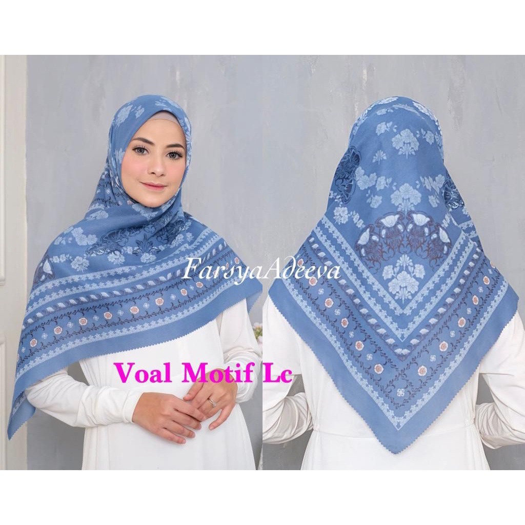 Kerudung segiempat motif terbaru segiempat motif deenay kw bahan voal grosir segiempat motif termurah Safa Hijab-SLAVINA BLUE