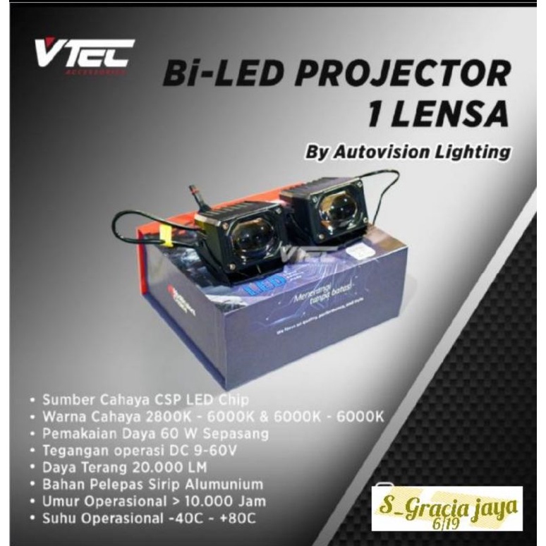 Mini BiLED BI LED projector 1 lensa 60 watt 2 warna Autovision