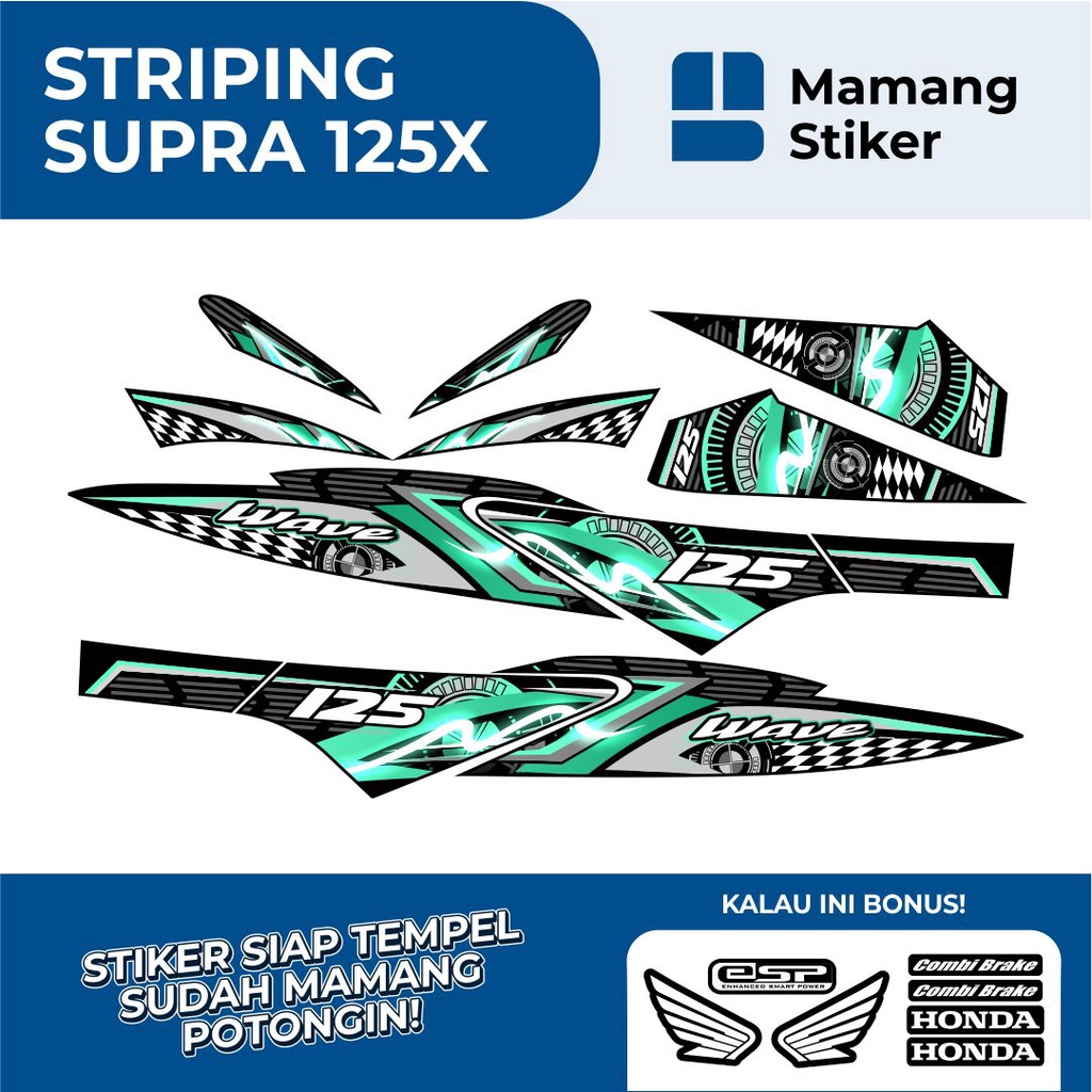 STRIPING SUPRA X 125 VARIASI 22/STICKER SUPRA X125 FI WAVE 2007 2008 2009 2010 LAMA/STIKER LIS HONDA