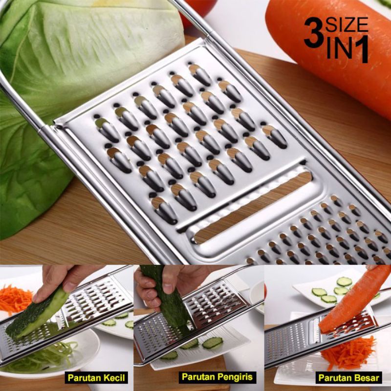 PARUTAN 3 in 1 SERBAGUNA PARUTAN KEJU, WORTEL STAINLESS STEEL