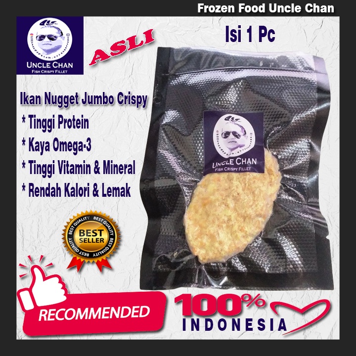 

Frozen Food Nugget Ikan Jumbo Crispy Isi 1 Pc Asli Uncle Chan 100%