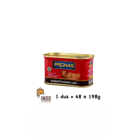 Pronas 198g x 48 / Pronas Kecil Dus / Pronas Karton / Kornet Daging Sapi Pronas 198g dus