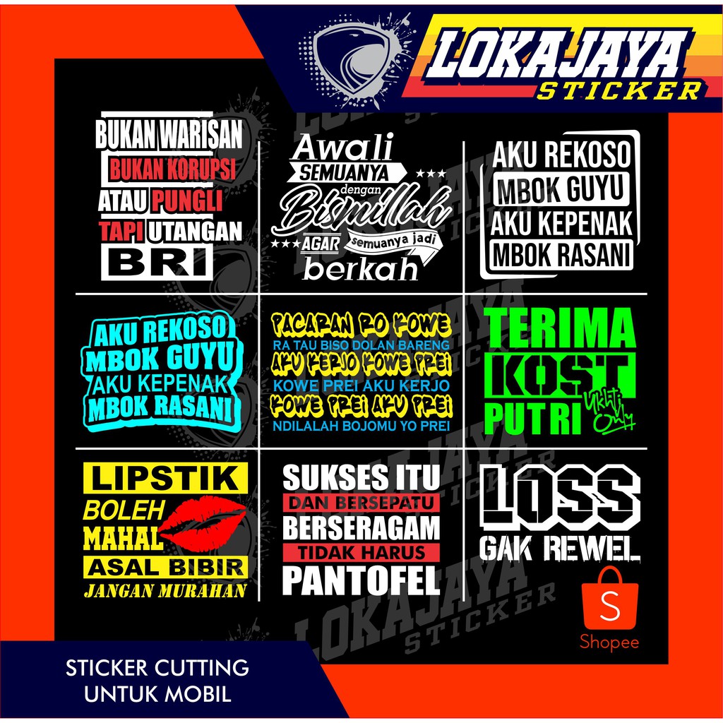 STICKER CUSTUM CUTTING KATA KATA LUCU TRUCK TREK OLENG Shopee