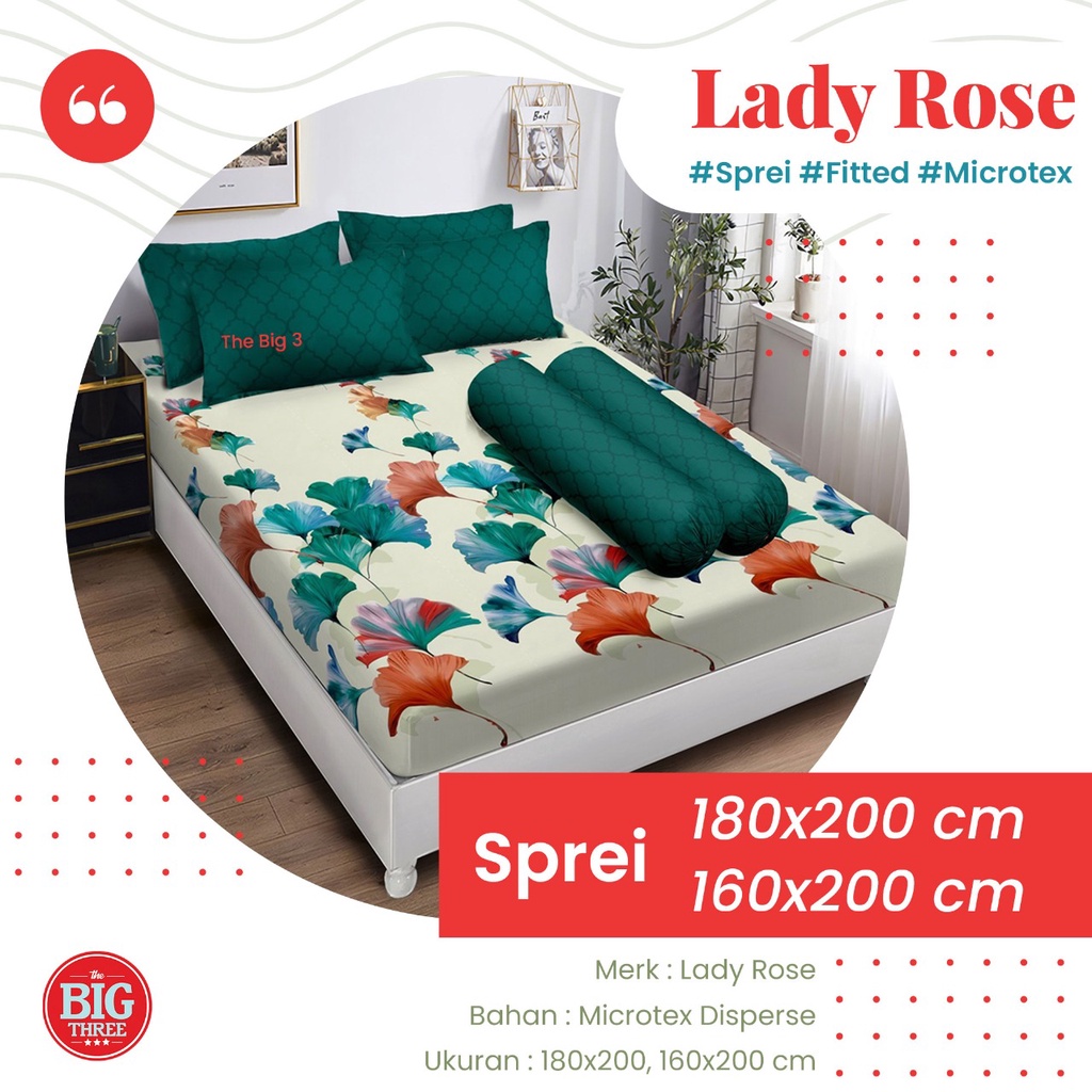 Sprei 180x200 / 160x200 Lady Rose motif SAILOR FURIN WILIS LUVIA RINO TUNDRA CARMINE BLASCO MEDIRA PASKAL KALA CHARCOAL TASYA VANIA SAVA WILLIAM POPPY LORIA FELIX PIKKA JAYDEN EMILY - LadyRose 180 160 King Queen SP