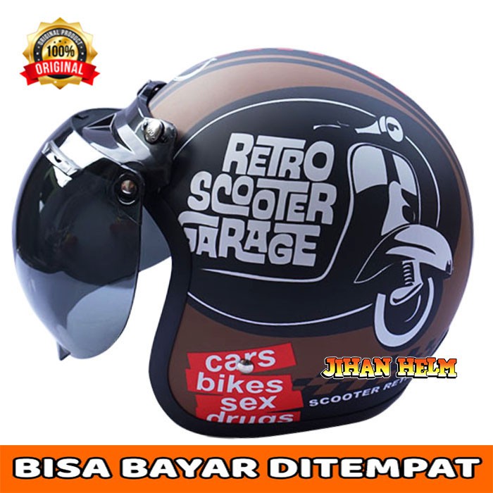 HELM / BOGO / HELM BOGO RETRO SNI JM COKLAT DOFF RETRO GARAGE TERMURAH