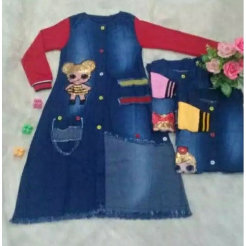 Gamis ank jeans LOL Led rempel 6/7 thn