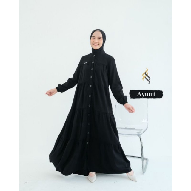 Ayumi Twill Gamis Hitam Polos