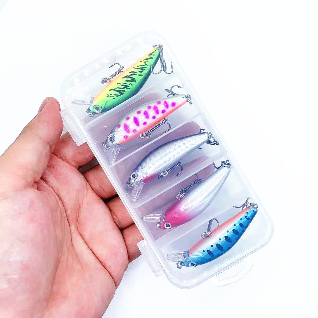 Shengyao 5Pcs/Boxed Minnow Kail Umpan Pancing Bentuk Ikan Kecil 5.5cm 6g Fishing Lure Sinking Bait