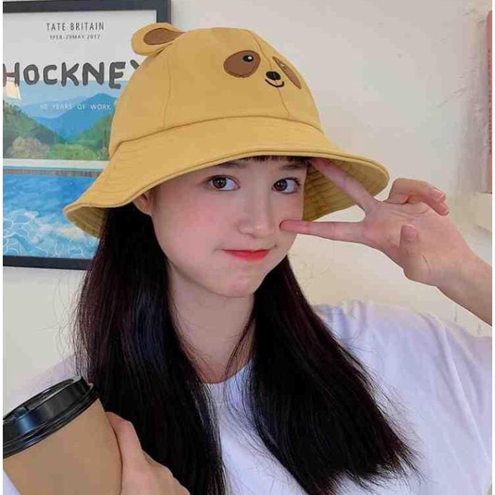 Topi Matahari Musim Semi Dan Panas Model Tepi Pendek Motif Beruang Gaya Korea Untuk Wanita