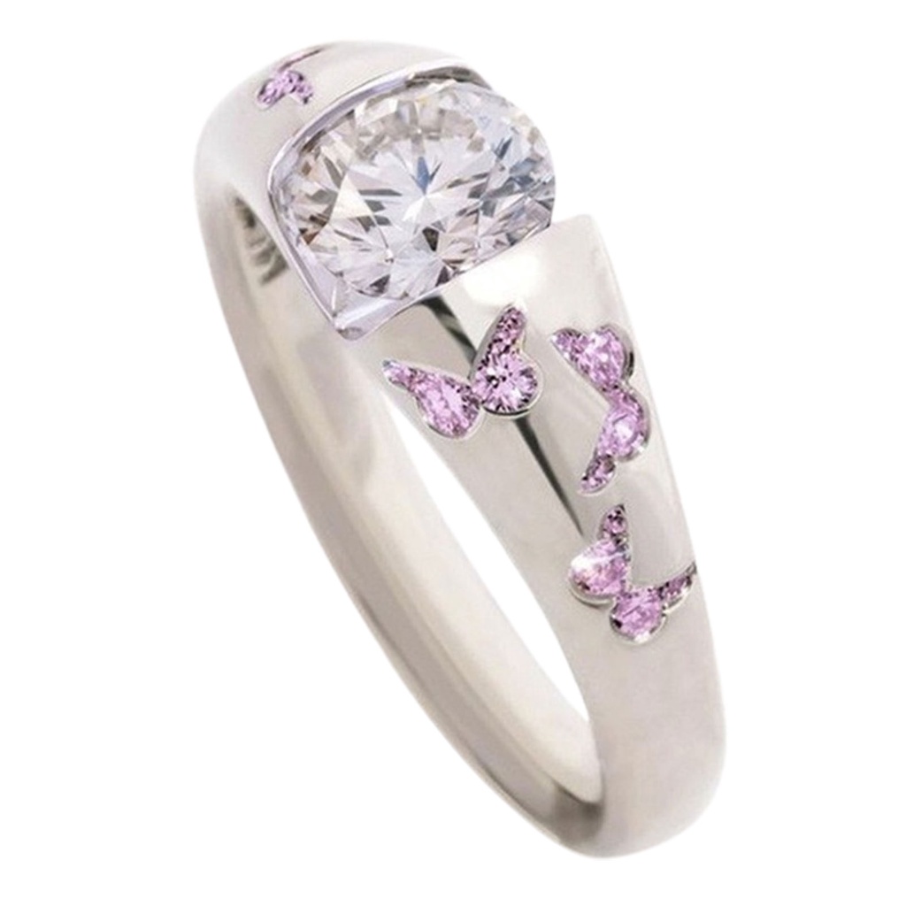 Hu Hu Hu Hu Hu Alat Bantu Pasang Kacamata♡ Butterfly Cincin Bahan Alloy Motif Kupu-Kupu Dengan Cubic Zirconia Untuk Wanita