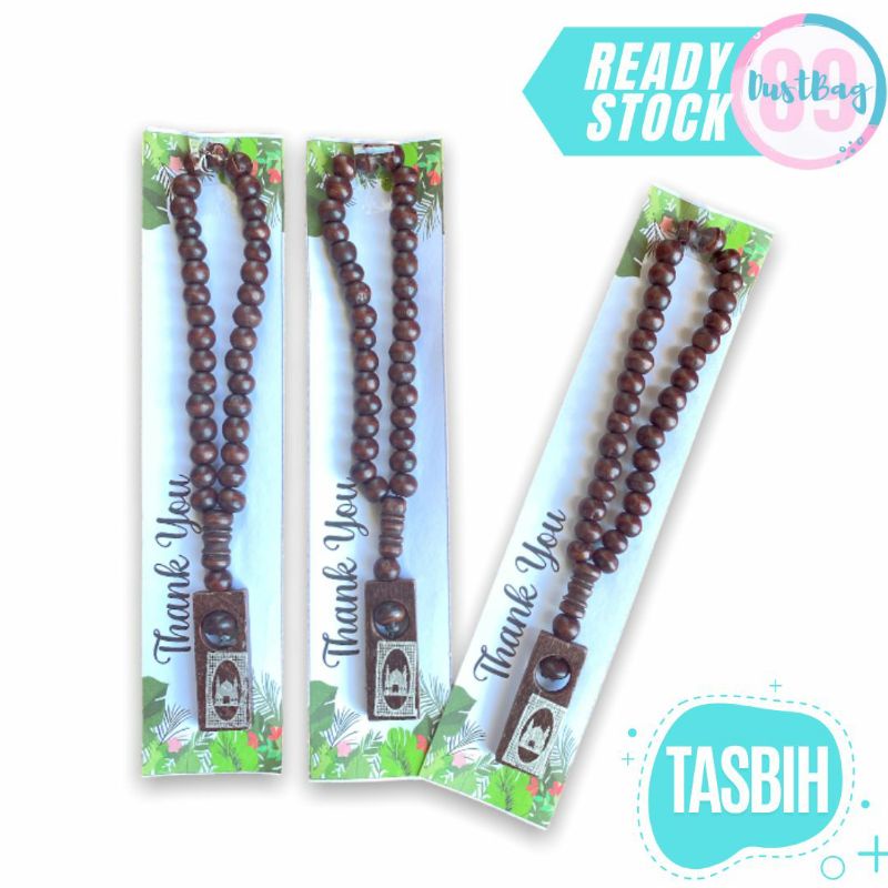 Souvenir Tasbih Kayu Isi 33 Butir Original Oleh Oleh Haji dan Umroh Termurah Plus Packing Thanks Card