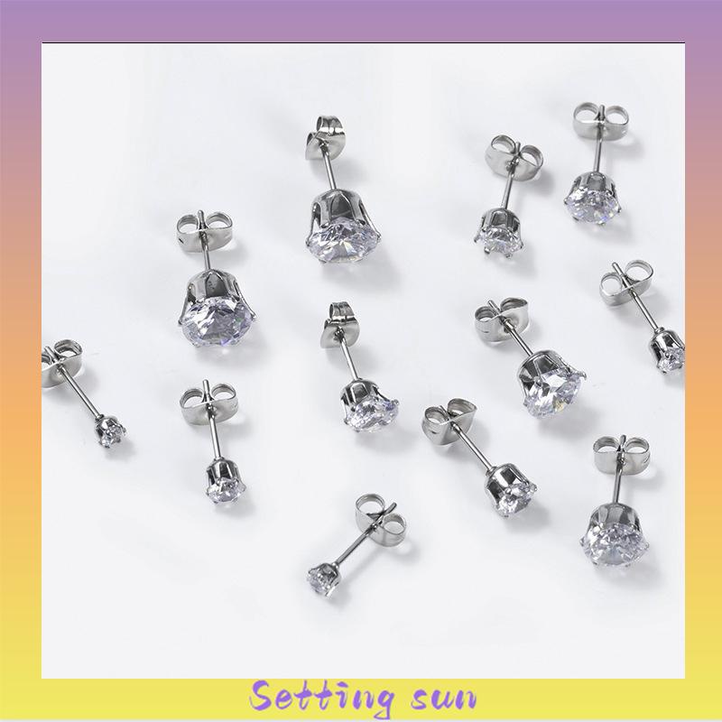 1PC Anting Tusuk Anti Karat Anti Alergi Zirkon Mini Stainless Steel Kualitas Tinggi Aksesoris Wanita TN