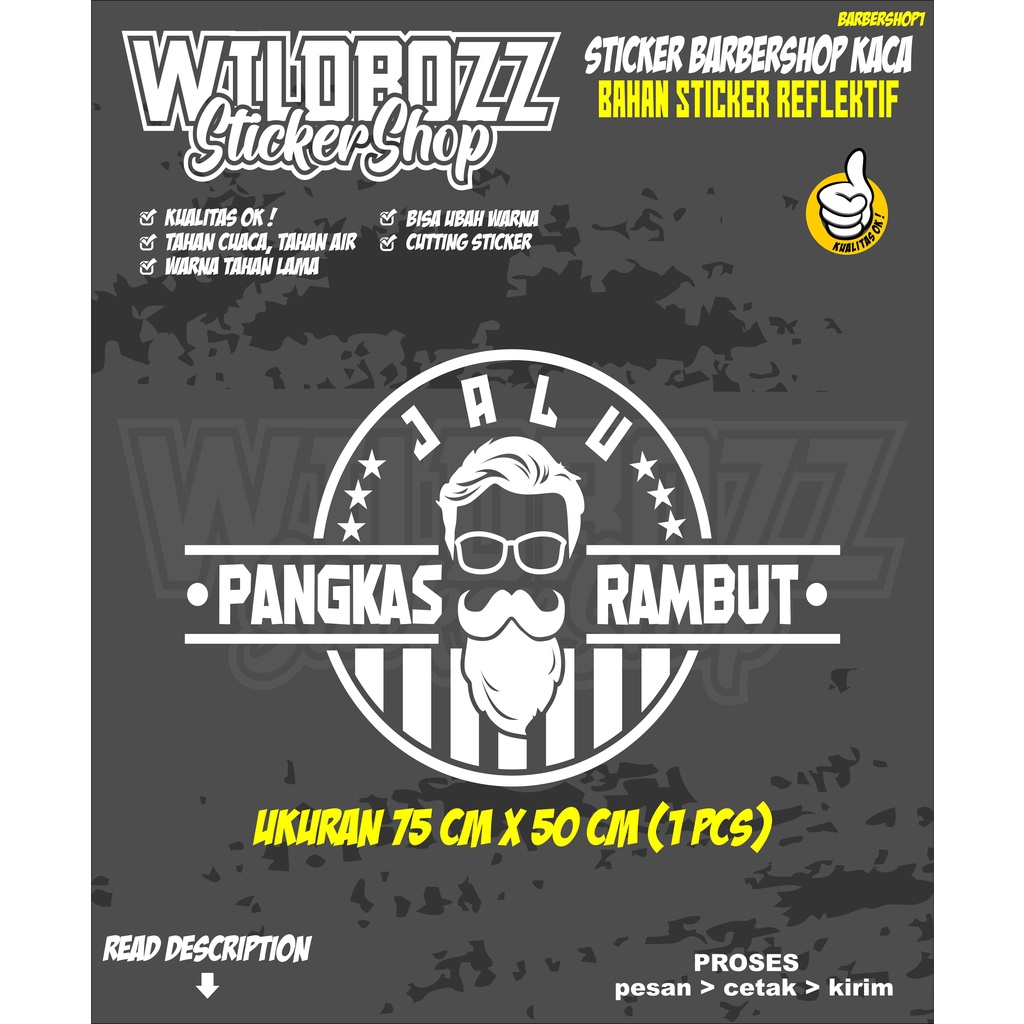cutting sticker BARBERSHOP untuk kaca (barbershop1) wildbozz sticker