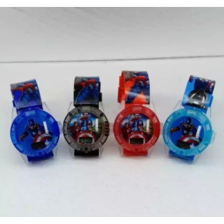 [BAJ] JAM TANGAN ANAK KARAKTER PROYEKTOR LASER LAMPU SUARA MELODY SUPER-HERO DIGITAL RUBBER - JA008