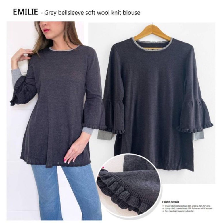 Ameli* Knit long sleeve blouse (3 warna)