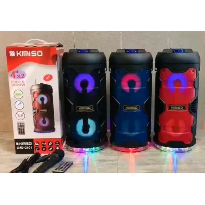 Speaker Bluetooth MP3 Kimiso QS-2401/2402 Bonus Mic + Remote + Antena FM Radio USB Memory Card
