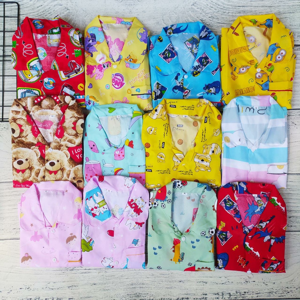 Piyama Anak Dewasa Usia 8-12 Tahun Baju TIdur Anak Perempuan Laki-laki Motif Karakter Lucu