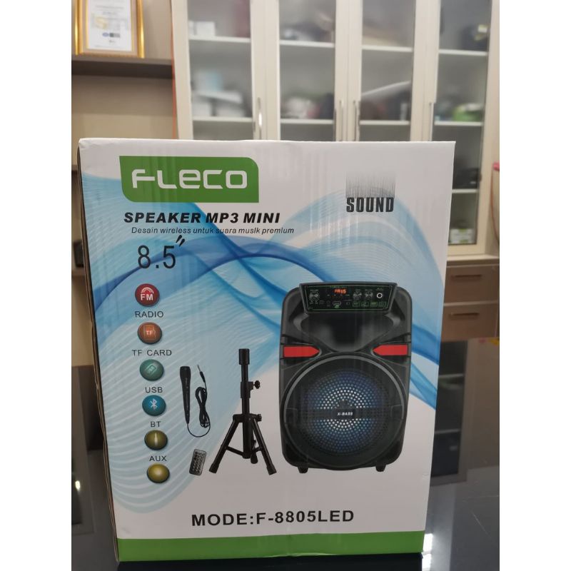 Speaker Bluetooth fleco F- 8808/8807/8806/8805 8.5 Inch X Bass Bonus Mic