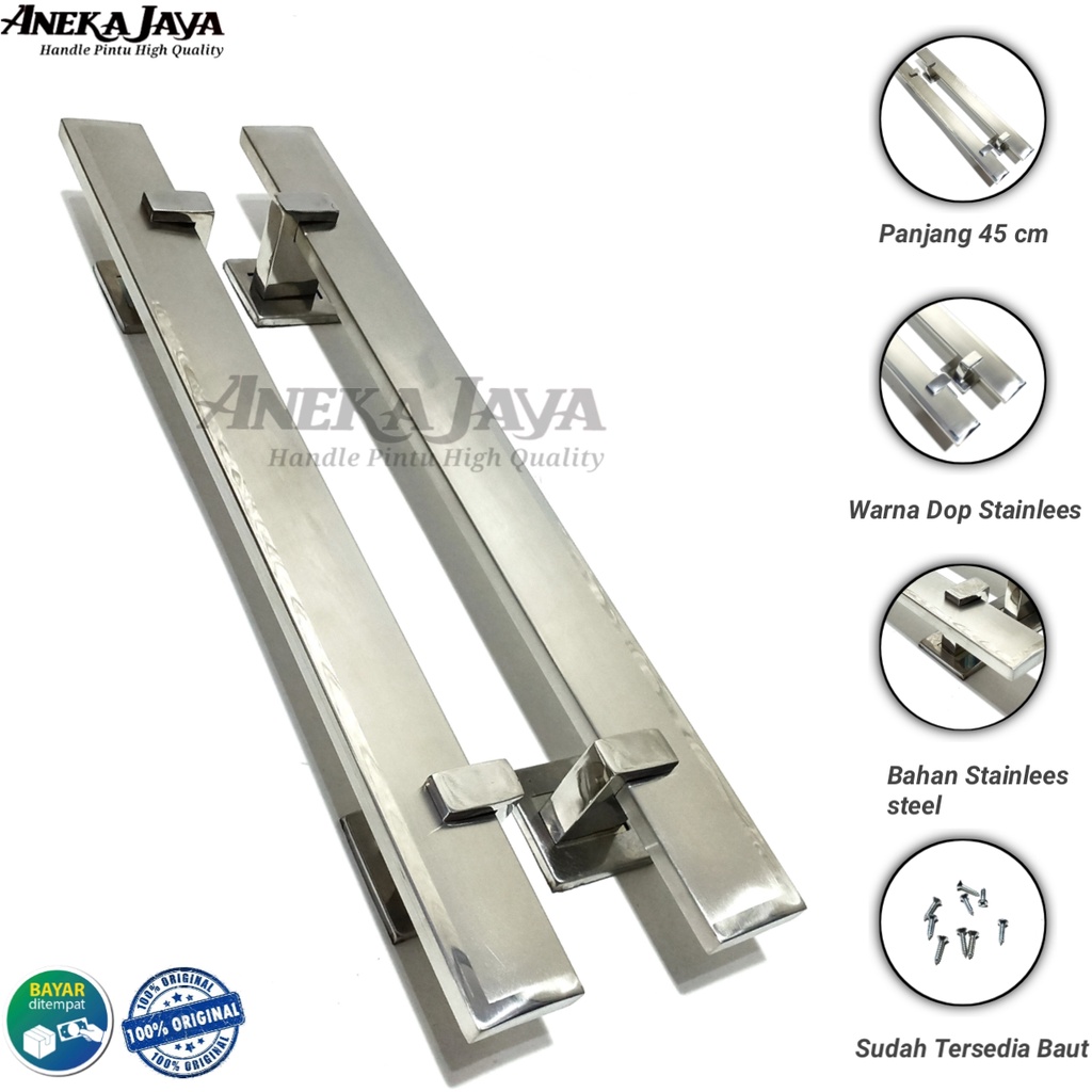 PROMO !! Satu set 4 handle pintu rumah 45 cm + Body kunci / Gagang pintu / Tarikan pintu rumah depan