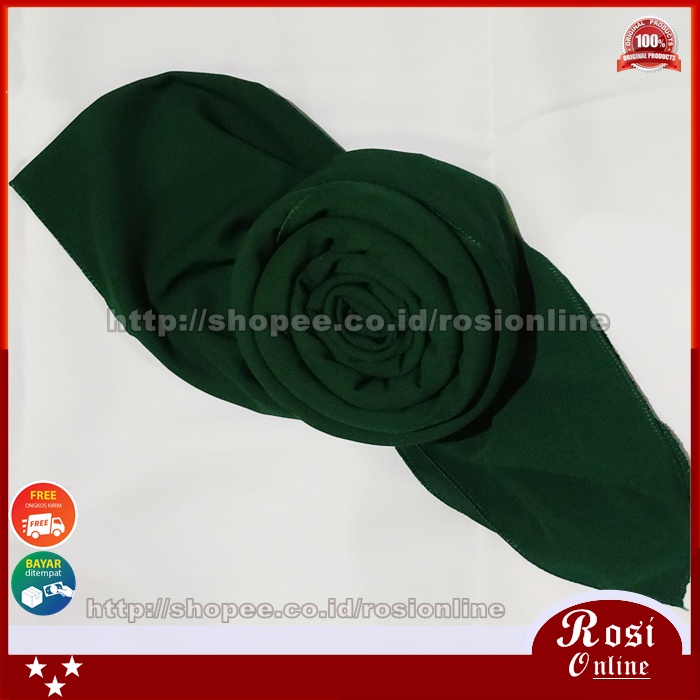 Pashmina Jumbo Syari Wolfis Italiano 200x75 Ala Sabyan Malay Crepe Stretch Polos-Hijau Botol