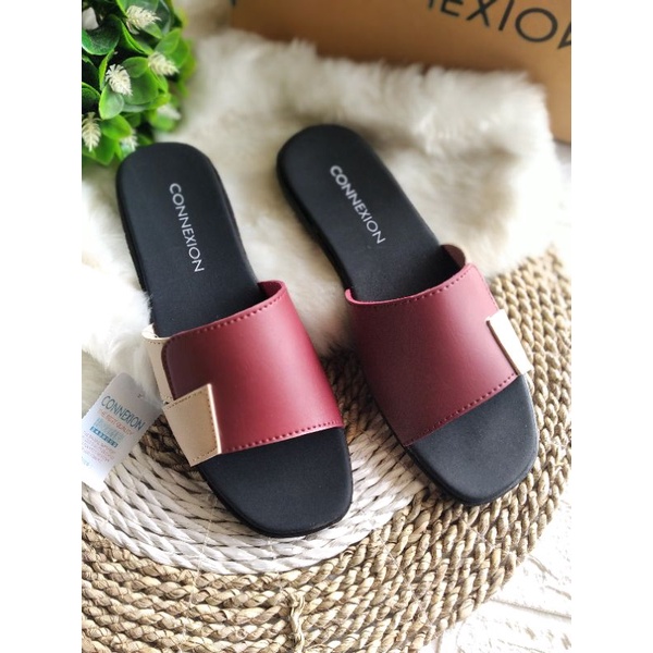 *PROMO* khusus marun size 37 Sandal flat wanita SL.combi conexion/slop nevada murah