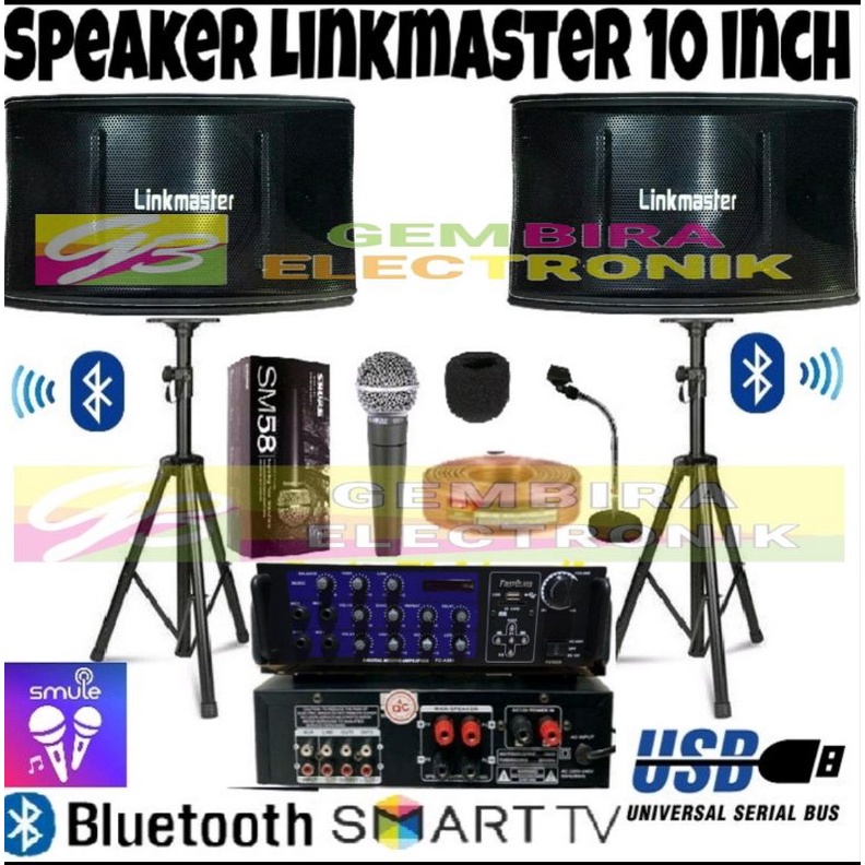 Paket Sound System Karaoke Speaker Linkmaster 10" Original Bluetooth