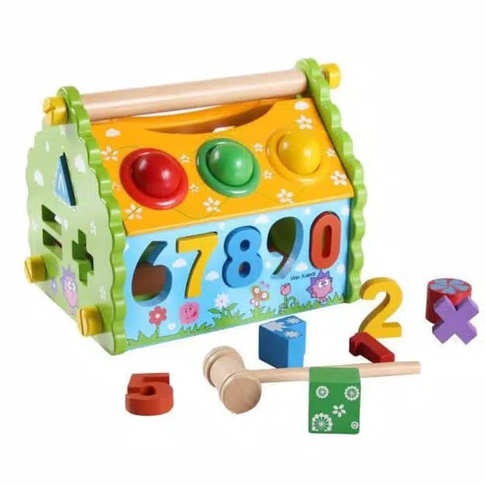 Mainan anak edukasi palu pukul - wooden toys mengenal angka - shape - mainan kayu anak
