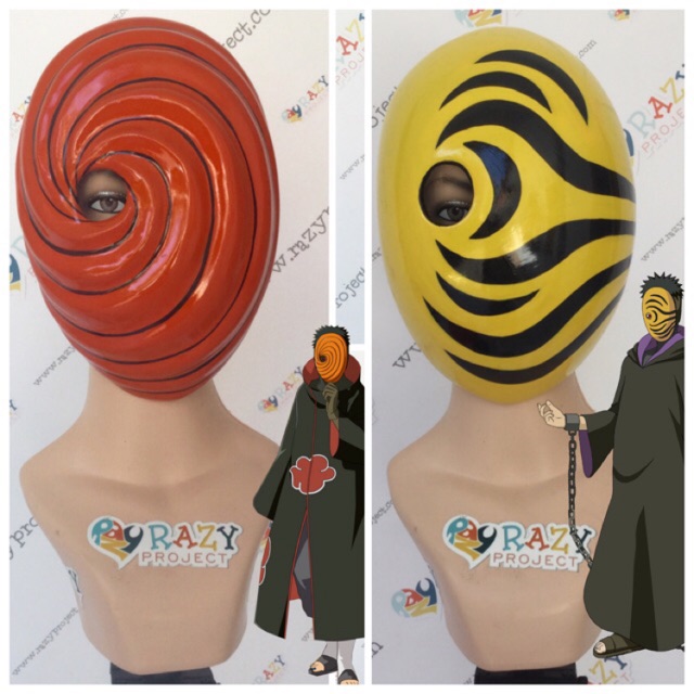 Tobi Obito Uchiha Naruto Mask Topeng Kayu Cosplay Anime Jepang Orange