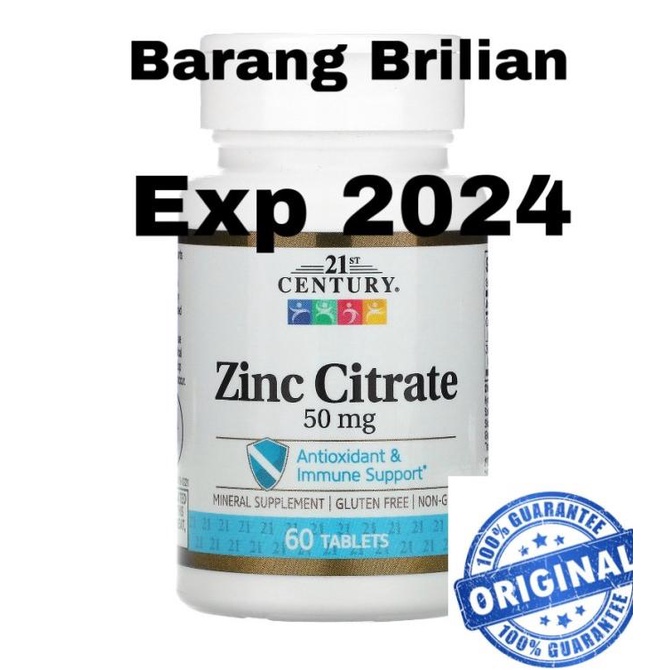 

Zinc citrate 21st Century 50mg mineral suplemen antioxidant immune 60