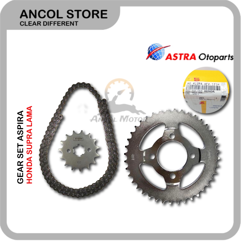 ASPIRA Gear Set Supra x lama Gear Depan Belakang Rantai Girset 428H