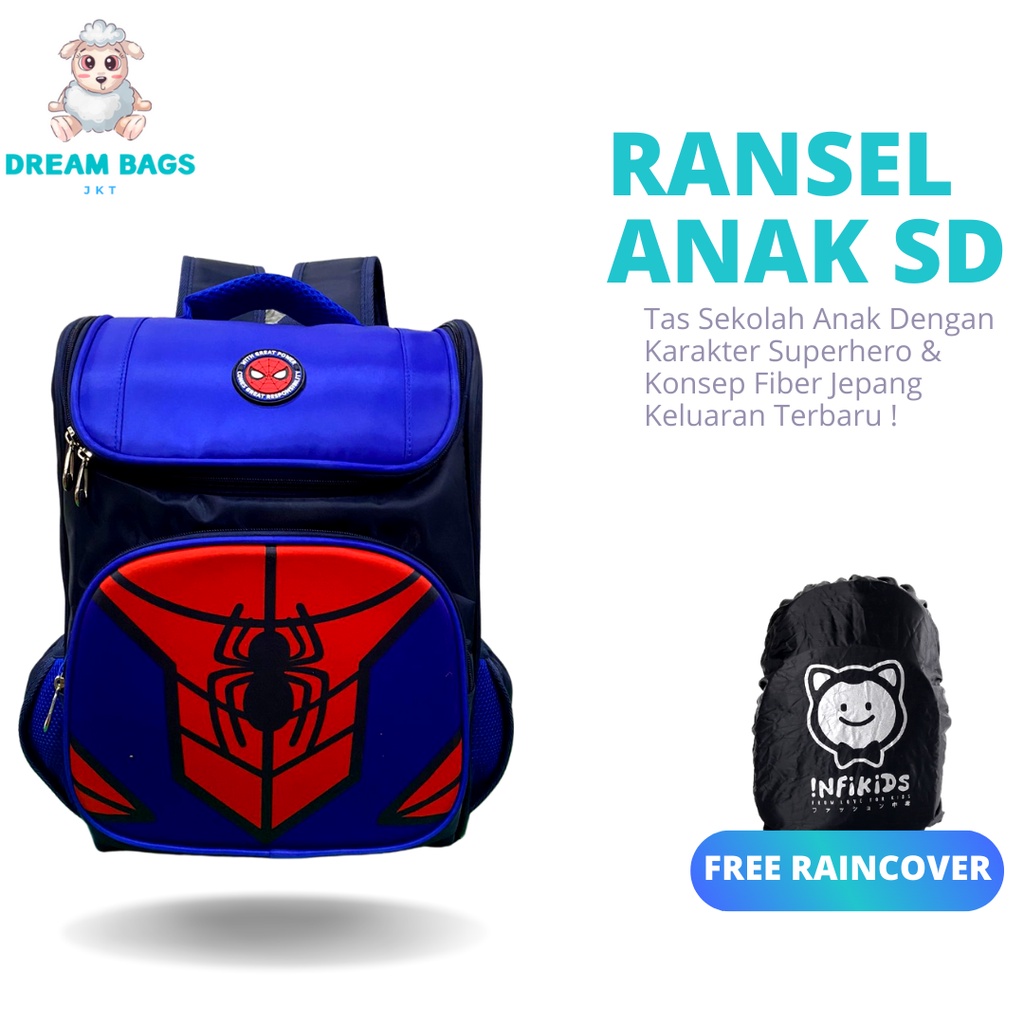 Tas Sekolah Karakter Superhero DB 1002 Size SD Tas Anak Import