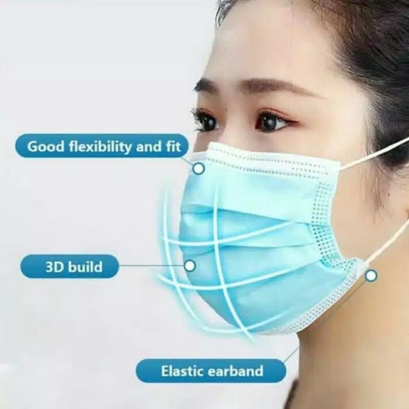 Dtree . MASKER FACEMASK 3PLY isi 50 pcs per box