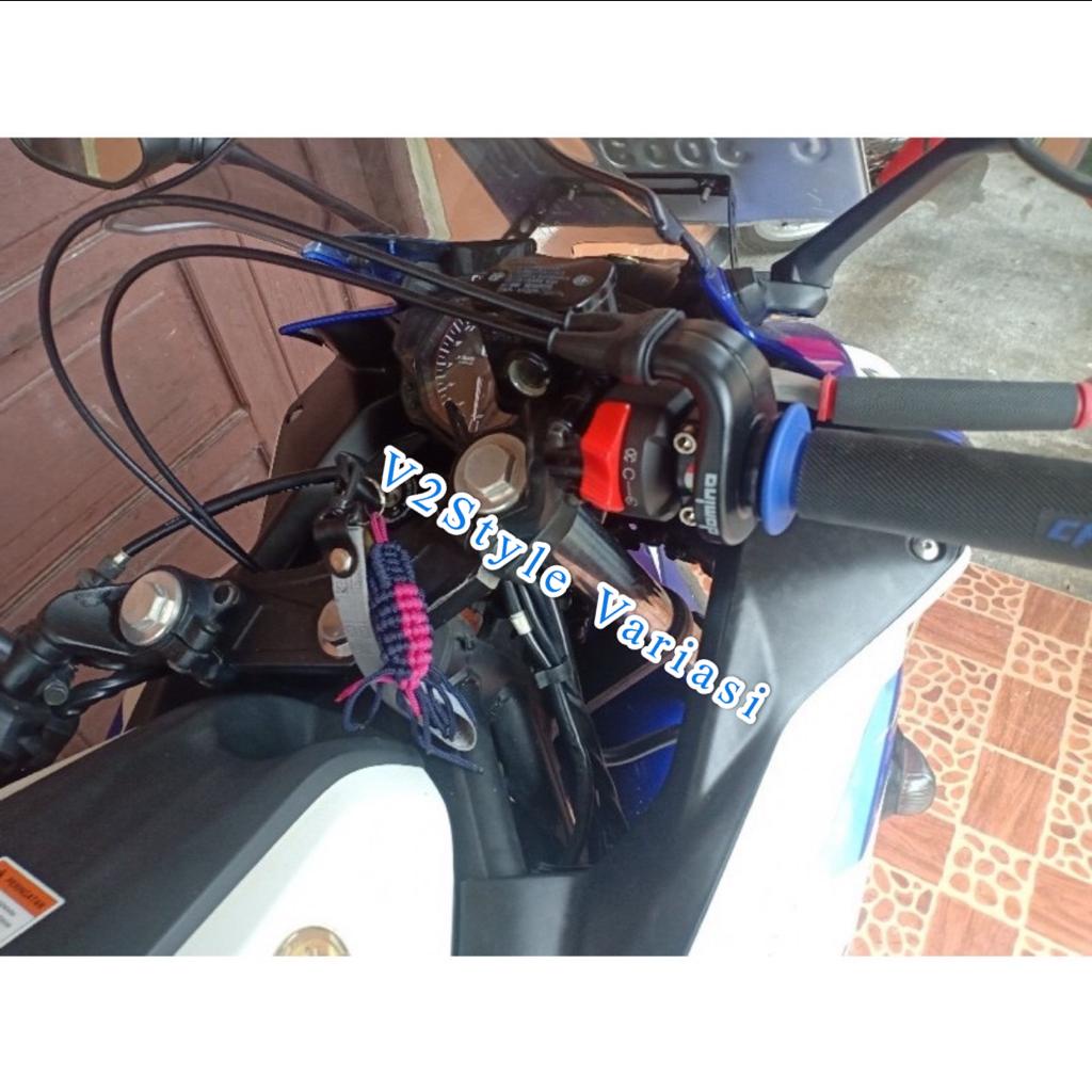 PAKET GAS SPONTAN DOMINO 2 KABEL + SAKLAR STOP ENGINE PNP R15 VVA KLX CRF 150 CBR VIXION NEW NVL FU