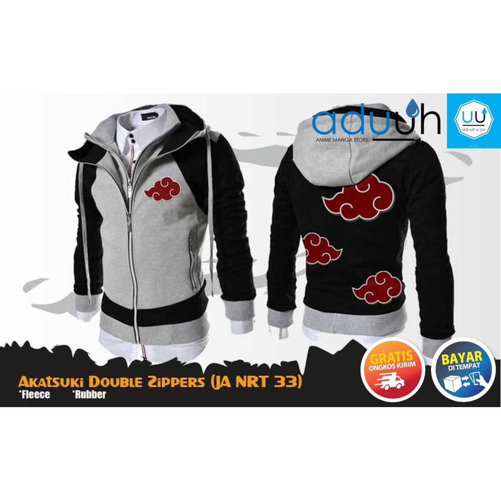 PROMO JAKET ANIME DOUBLE ZIPPER AKATSUKI