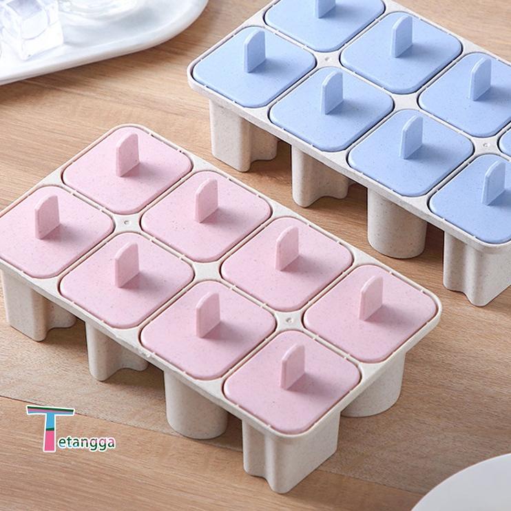 9f9Et--Cetakan Es Krim Stik Kotak Mini / Cetakan Ice Cream Stick Jelly 8 Slot Es Loli DIY Beserta Lu