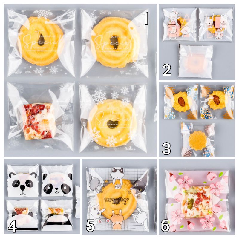 (PC17) 10pcs Plastik Cookie/Kue/Biskuit Motif 7x7cm