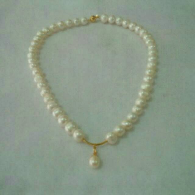 Kalung full mutiara bandul perak