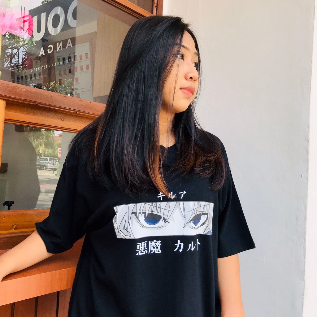 Tshirt Killua Eyes Anime Hunter X Hunter Manga Kaos HXH Killua Zoldyck Wibu Otaku Unisex