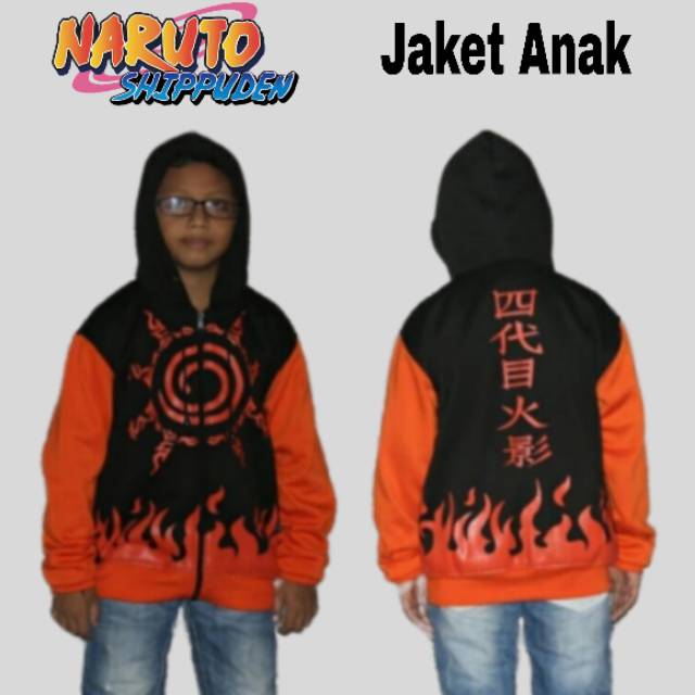 Jaket Anak Anime Naruto Kyubi Oren Hoodie