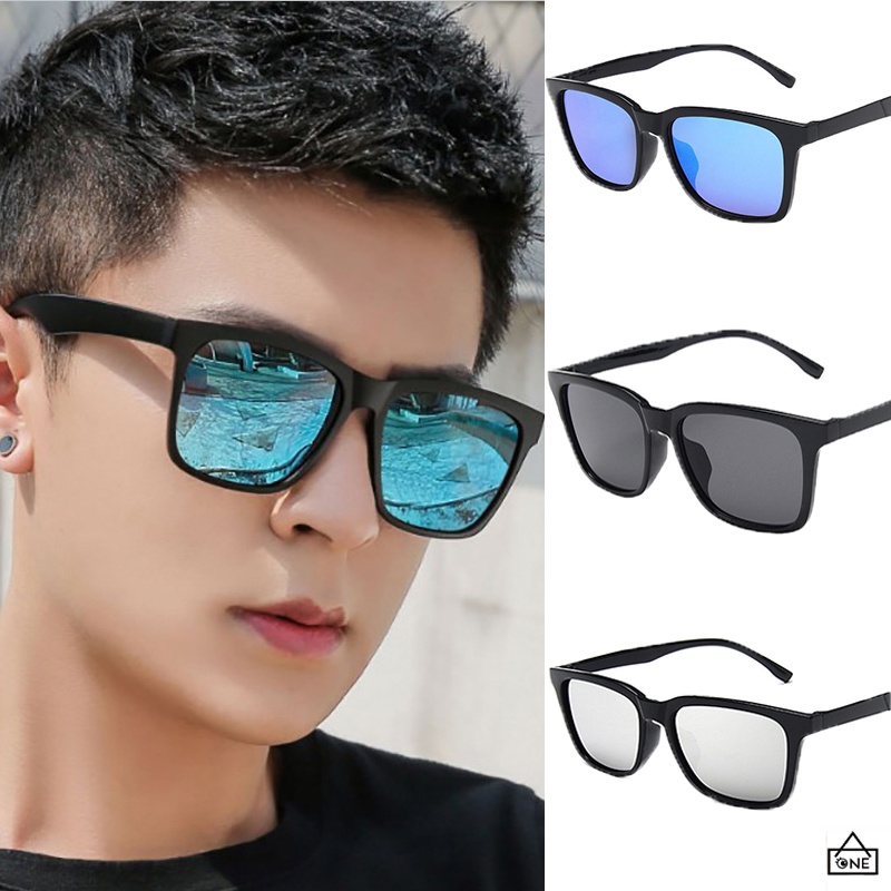 COD❤️Kacamata Hitam Pria lensa reflektif Sunglasses Retro Anti-Uv Kacamata Fashion Korea Trend