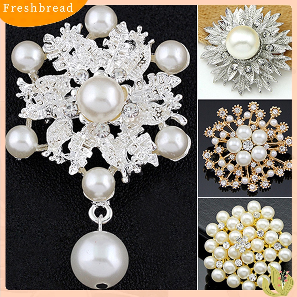 [ TERLARIS]Breastpin Elegant Easy Matching Alloy Flower Faux Pearls Women Brooch Pin for Dating