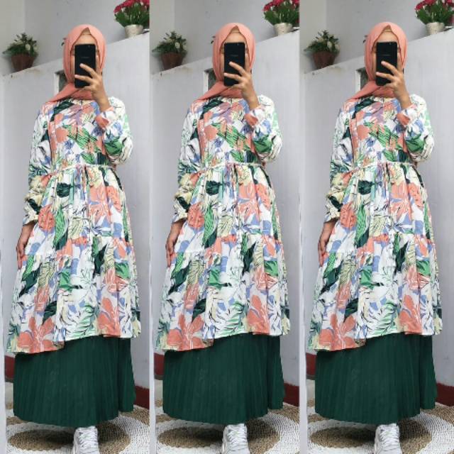 SET TUNIK FLORAL ROK H.BOTOL