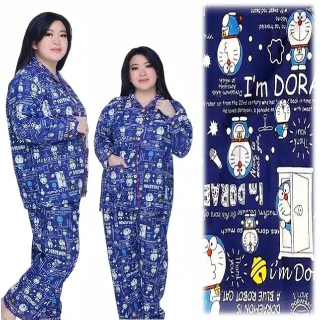 Trijaya . piyama PP jumbo wanita motif karakter / baju tidur dewasa lengan panjang katun eropa